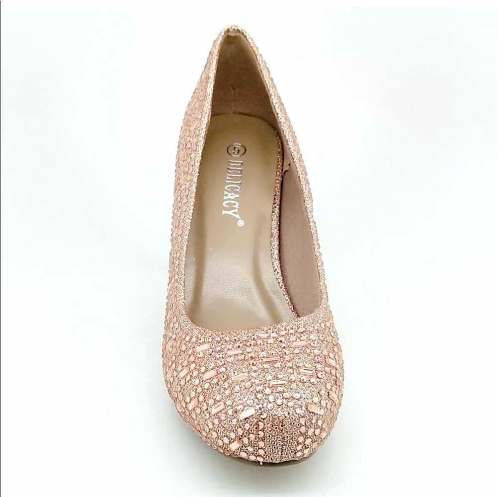 Rosegold Rhinestone Round Heel - Picture 4 of 5